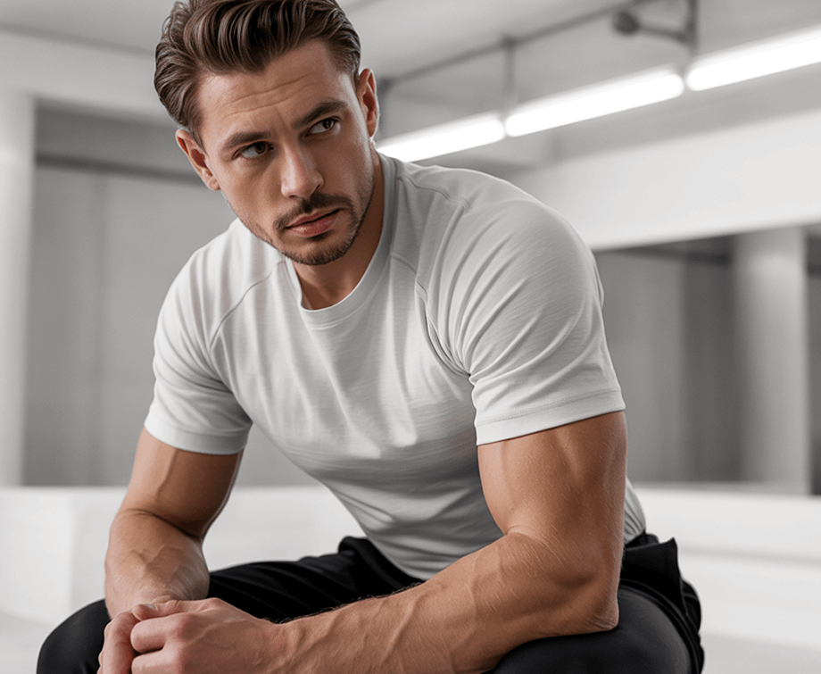 Мужчина в белой футболке